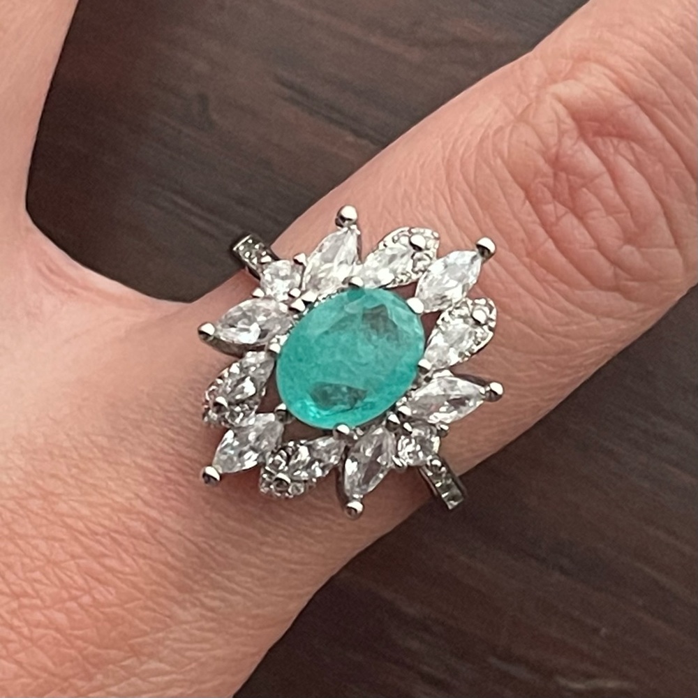 Ocean Blue Flower Ring